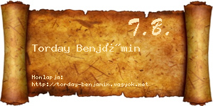 Torday Benjámin névjegykártya